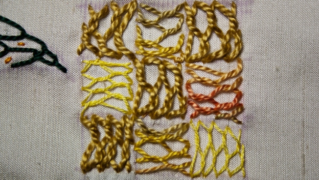 same Closed Feather Stitch sample from another angle