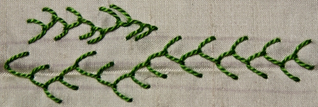 Basic Feather stitch in DMC perle 5