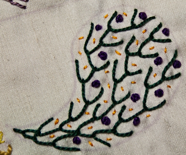 Paisley play with feather stitch, french knots, and straight stitches
